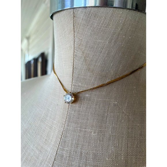 Vintage 14K Gold Serpentine Chain With 3 Carat Clear Tourmaline 4 grams - Picture 12 of 16